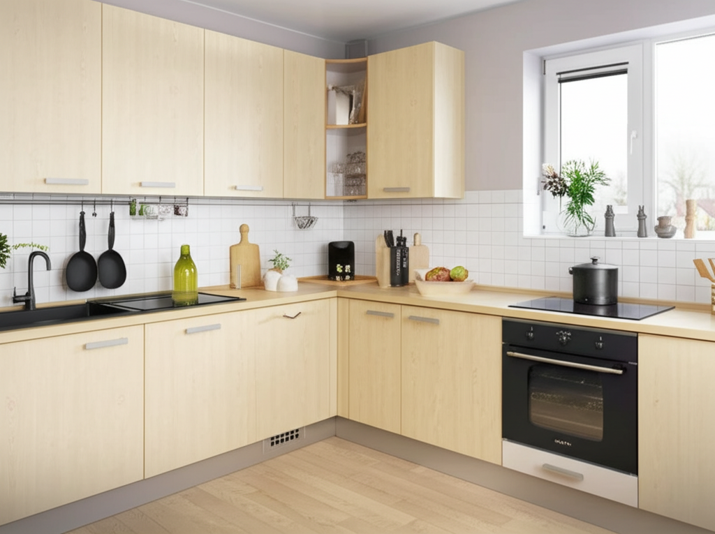 Угловая кухня в скандинавском стиле