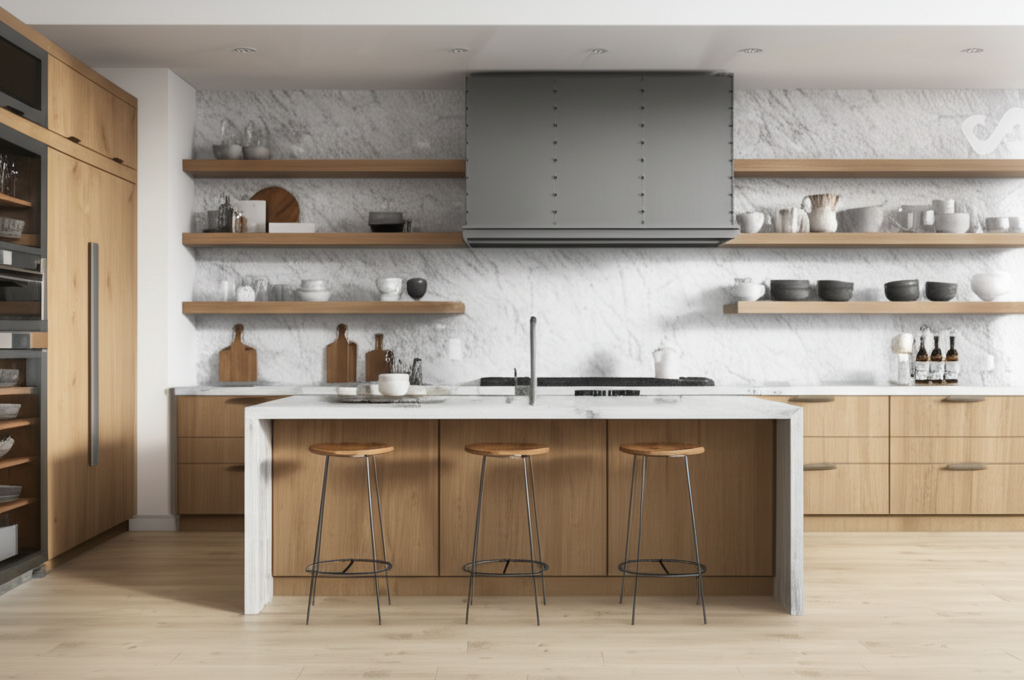 Просторная кухня с островом