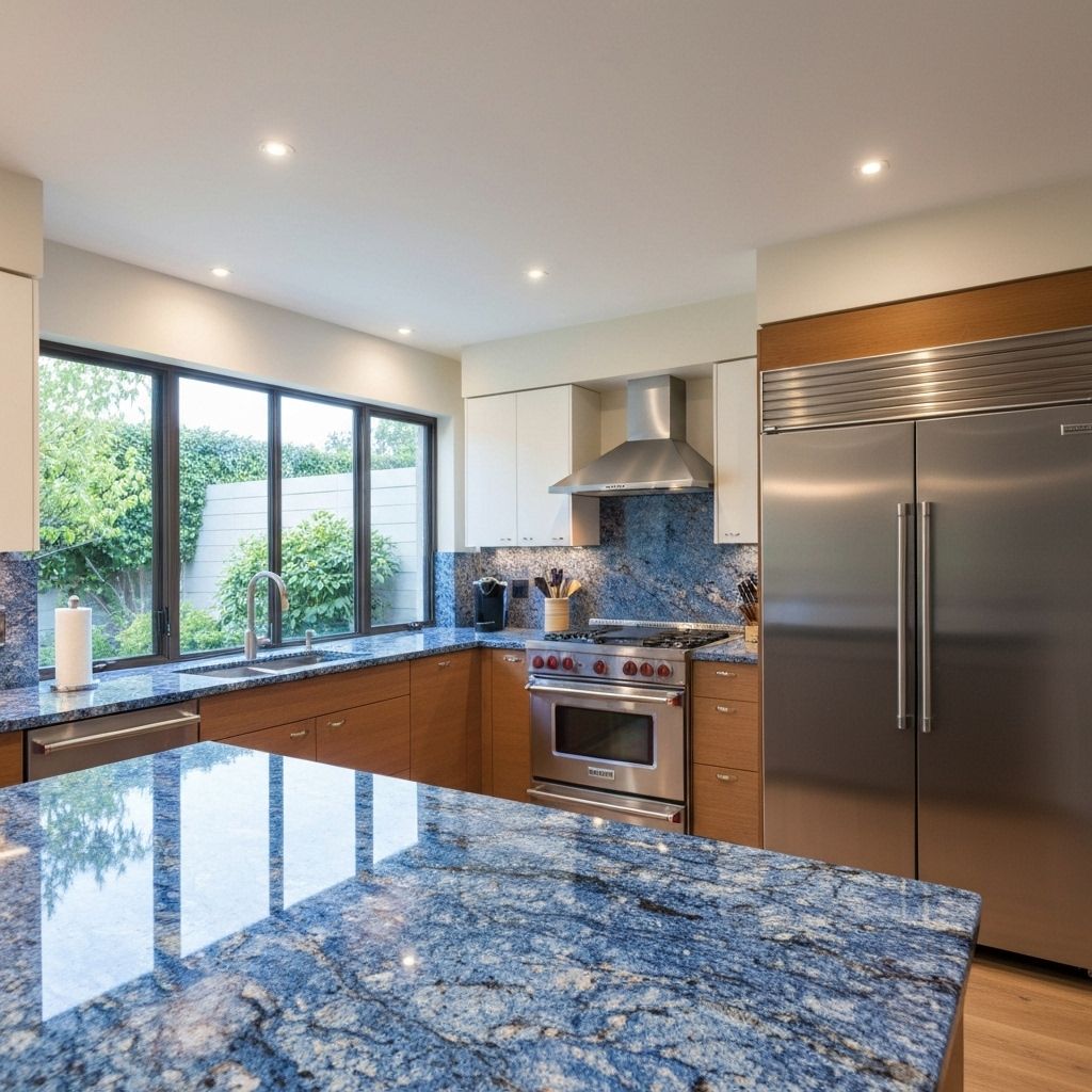 Luksuslik köök Blue Pearl graniidiga