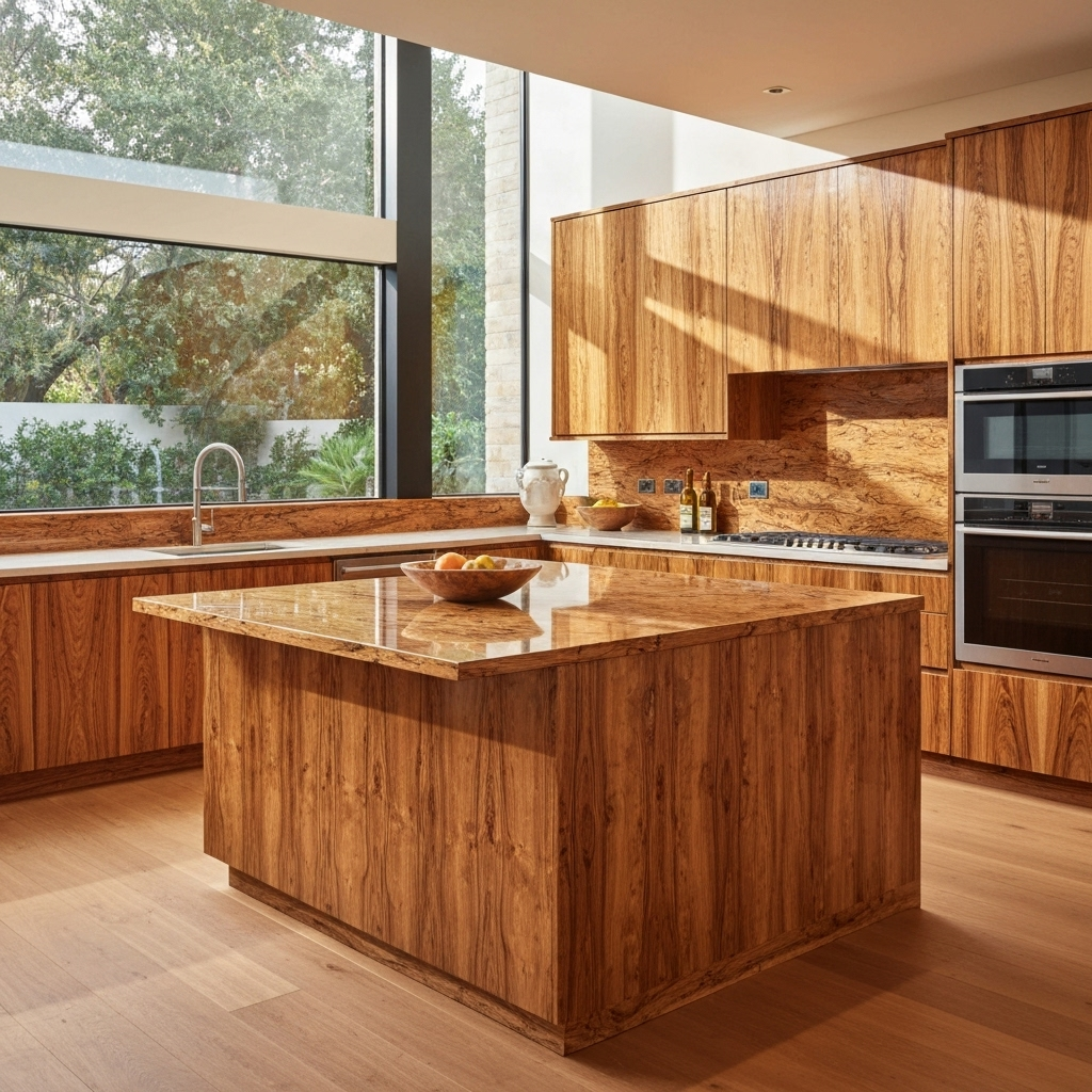 Luksuslik köök eksootilise dekoratiivspooniga